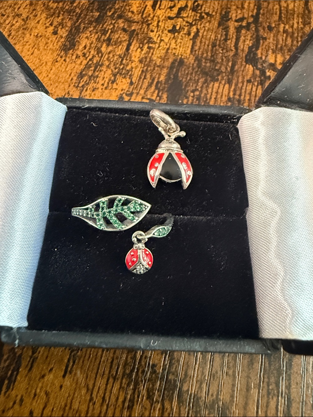 Ladybug Set - Charm Ring & Pendant 925 Silver